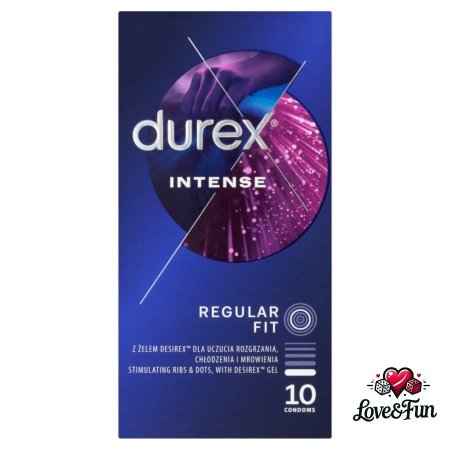 Durex Intense – קונדומים מעוררים עם ג'ל DesirEX™ להגברת הגירוי (10 יחידות)