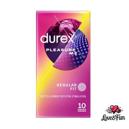 Durex Pleasure Me | קונדום עם נקודות ופסים מעוררים – 10 יחידות