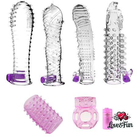 סט שרוולים מגרים עם רטט – 6 יחידות | Stimulating Sleeves with Vibration – Set of 6
